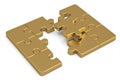 Gold puzzle pieces on white background.3D illustration. Royalty Free Stock Photo
