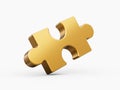 Gold puzzle symbol Isolated in white background. 3d illustration Royalty Free Stock Photo