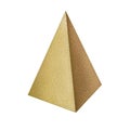 Gold pyramid. isolated on white background. Golden matte glossy 3d triangle