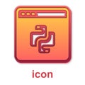 Gold Python programming language icon isolated on white background. Python coding language sign on browser. Device