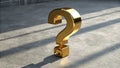 Gold Question Mark 3D Render, Concrete, Inquiry