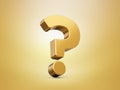Gold Question mark isolated on Golden background with shadow 3D illustration Royalty Free Stock Photo