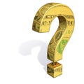 Gold Question Mark Reflecting Dollar Bills