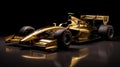 1997 F1 Car: Golden Race Car With Driver Inside On Gold Background