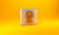 Gold Radioactive in location icon isolated on yellow background. Radioactive toxic symbol. Radiation Hazard sign. Silver