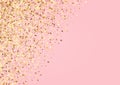 Gold Rain Golden Vector Pink Background. Glamour