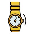 Gold rap watch icon color outline vector Royalty Free Stock Photo