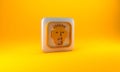 Gold Rapper icon isolated on yellow background. Silver square button. 3D render illustration Royalty Free Stock Photo
