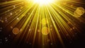 Gold rays of light and shining stars abstract background Royalty Free Stock Photo