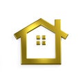 Gold Real Estate House Image. 3D Render Illustration