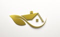 Gold Real Estate Logo. 3D render Illustration