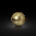 Gold realistic chrome ball on black background. 3d render
