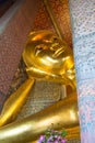 Gold reclining buddha at wat Pho Bangkok,Thailand Royalty Free Stock Photo
