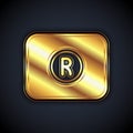 Gold Record button icon isolated on black background. Rec button. Vector