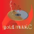 Gold record music disc background for web,print Royalty Free Stock Photo