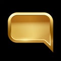 Gold rectangle speech bubble with frame vector illustration. 3d golden glossy elegant button design for empty emblem