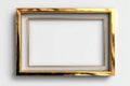 Gold rectangular double frame hanging on a white wall, providing copy space Royalty Free Stock Photo