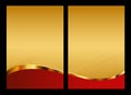 Gold and red abstract background, front and back