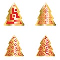 Gold And Red Christmas Tree Icon Set Royalty Free Stock Photo