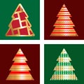 Gold And Red Christmas Tree Icon Set Royalty Free Stock Photo