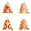 Gold And Red Christmas Tree Icon Set Royalty Free Stock Photo