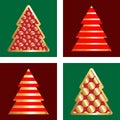 Gold And Red Christmas Tree Icon Set Royalty Free Stock Photo