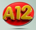 A12 gold on red circle 3D.