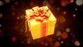 golden - red present on vivid backdrop - object 3D rendering Royalty Free Stock Photo