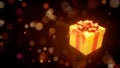gold - red present box on festal background - object 3D rendering Royalty Free Stock Photo