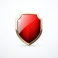 Gold and red shield icon. Vector illustration Royalty Free Stock Photo