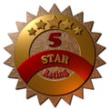 Gold and Red 5 star rating Seal