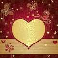 Gold and red valentine frame Royalty Free Stock Photo
