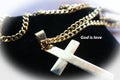 Gold Religious Cross With `God Is Love` High Quality