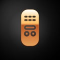 Gold Remote control icon isolated on black background. Vector Royalty Free Stock Photo