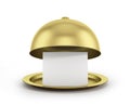 Gold restaurant cloche with paper template