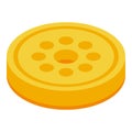 Gold reward token icon, isometric style