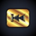 Gold Rewind button icon isolated on black background. Vector Royalty Free Stock Photo