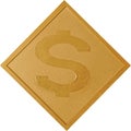 Gold dollar symbol on gold background
