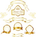 gold ribbon banner fancy collection set Royalty Free Stock Photo