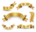Gold ribbon banners set Royalty Free Stock Photo