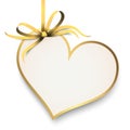 gold ribbon bow with heart hang tag