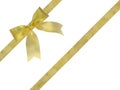 Gold Ribbon Bow Isolated On White Background, Clipping Paht Incl
