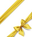 Gold Ribbon And Bow Isolated On White Background