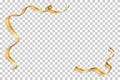 Gold ribbon frame. Golden serpentine design. Decorative streamer border, isolated transparent white background