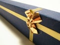 Gold ribbon over blue box - ornaments