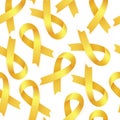 Gold Ribbon to Childhood Cancer Awareness Month. Yellow ribbon Royalty Free Stock Photo