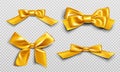 Gold ribbons and bows for wrapping present box set Royalty Free Stock Photo