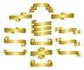 Gold Ribbons, Scrolls, Banners Royalty Free Stock Photo