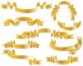 Gold ribbons set Royalty Free Stock Photo