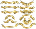 Gold ribbons set Royalty Free Stock Photo